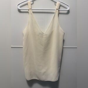 Zara Basic Cream V-Neck Top